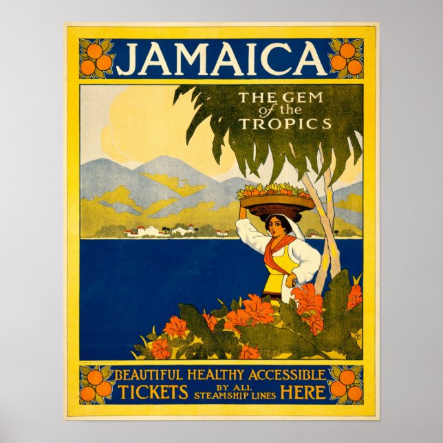 Jamaica Gem Tropikarna Vintage resor Poster (Framsidan)