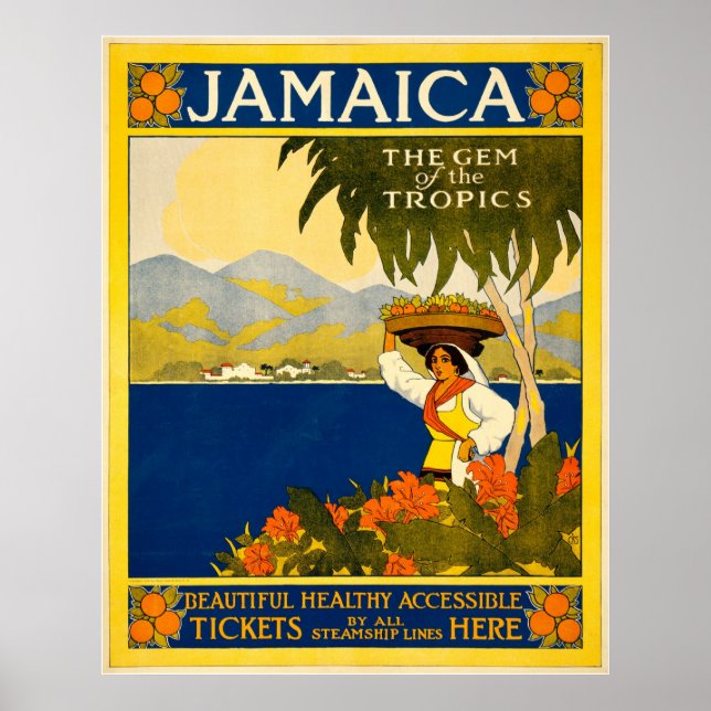 Jamaica Gem Tropikarna Vintage resor Poster (Framsidan)