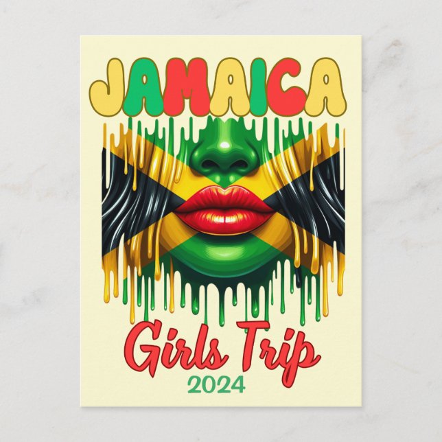 Jamaica Girls Resa 2024 Tropical Beach Getaway Vykort (Framsida)