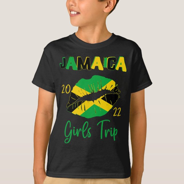 Jamaica Girls Resa Vacation Travel Matching Läppar T Shirt (Framsida)
