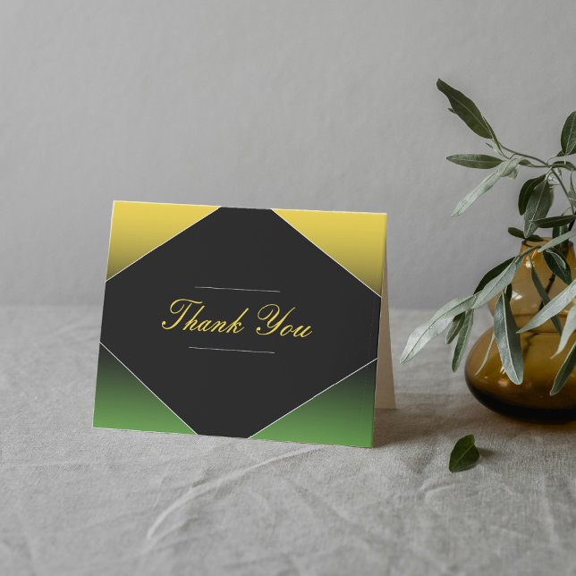 Jamaica Grönt Black & Guld Caribbean Elegant Tack Kort (Jamaica Green Black & Gold Caribbean Elegant Thank You Card
)