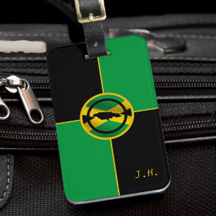 Jamaica Grönt Black & Guld Färg Block Jamaican Bagagebricka