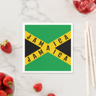 Jamaica Grönt Black & Guld Jamaican Flagga Pappersservett