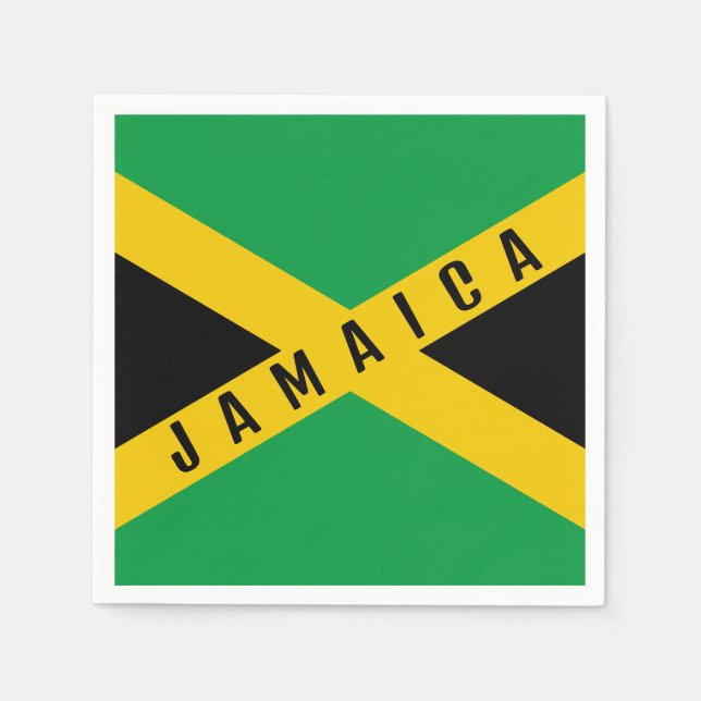Jamaica Grönt Black & Guld Jamaican Flagga Pappersservett (Framsidan)