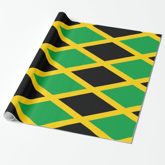 Jamaica Grönt Black Gult Presentpapper (Utrullad)