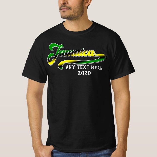Jamaica Grönt Black Gult Text Cruise Travel T Shirt (Framsida)