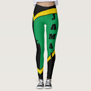 Jamaica Grönt, Guld & Black Flagga Leggings