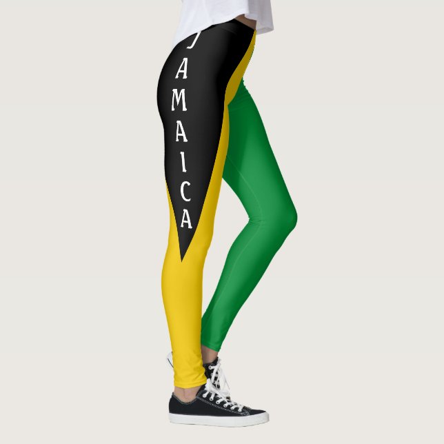 Jamaica Grönt Guld & Black Jamaican Flagga Leggings (Höger)