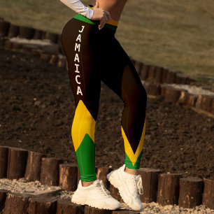 Jamaica Grönt Guld & Black Jamaican Flagga Leggings