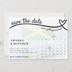 Jamaica Heart Calendar Bröllop Spara Datumet