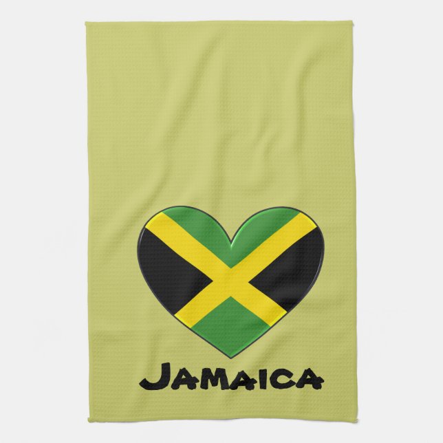 Jamaica Heart Flagga Kökshandduk (Vertikal)