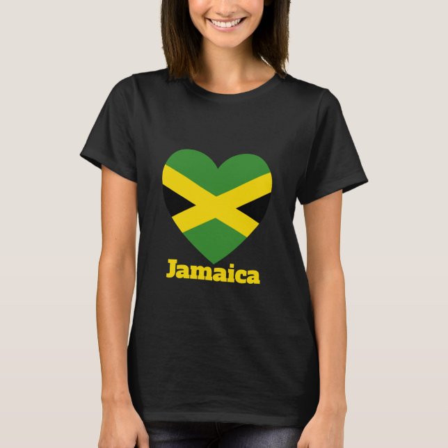 Jamaica Heart Flagga T Shirt (Framsida)