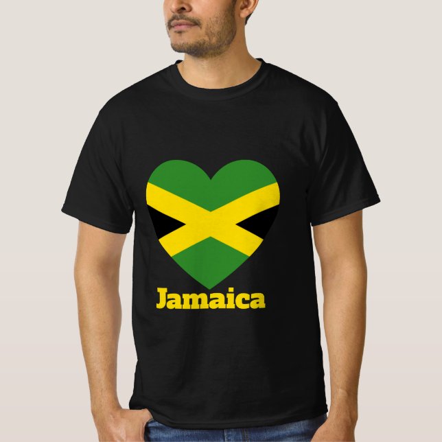 Jamaica Heart Flagga T-Shirt (Framsida)