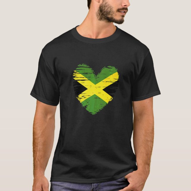Jamaica Heart Jamaican Flagga Jamaican Pride T Shirt (Framsida)