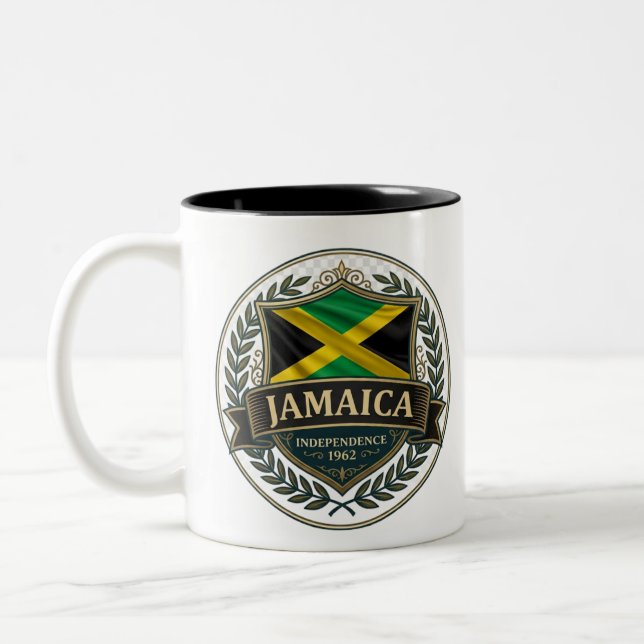 Jamaica Heritage Crest | Karibisk Stolthet Två-Tonad Mugg (Vänster)