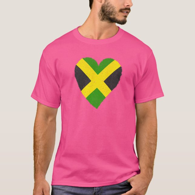 Jamaica Heritage Heart Jamaican Flagga Pride T Shirt (Framsida)