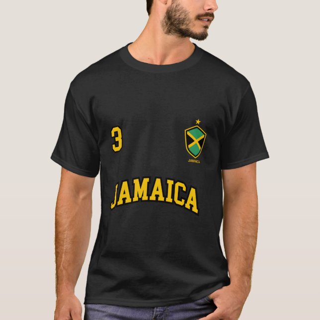 Jamaica Hoodie Number 3: Fotboll Team Sports Jamai T Shirt (Framsida)