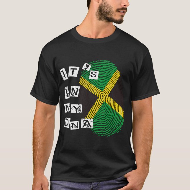 Jamaica i mitt DNA Proud Jamaican Flagga Jamaican  T Shirt (Framsida)