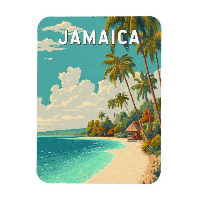 Jamaica Illustration Resa Konst Vintage Magnet (Vertikal)