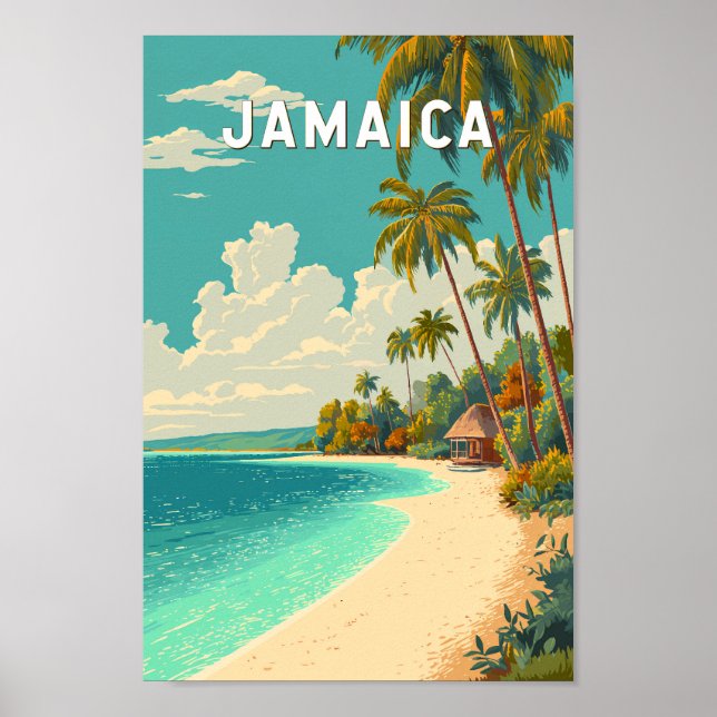 Jamaica Illustration Resa Konst Vintage Poster (Framsidan)