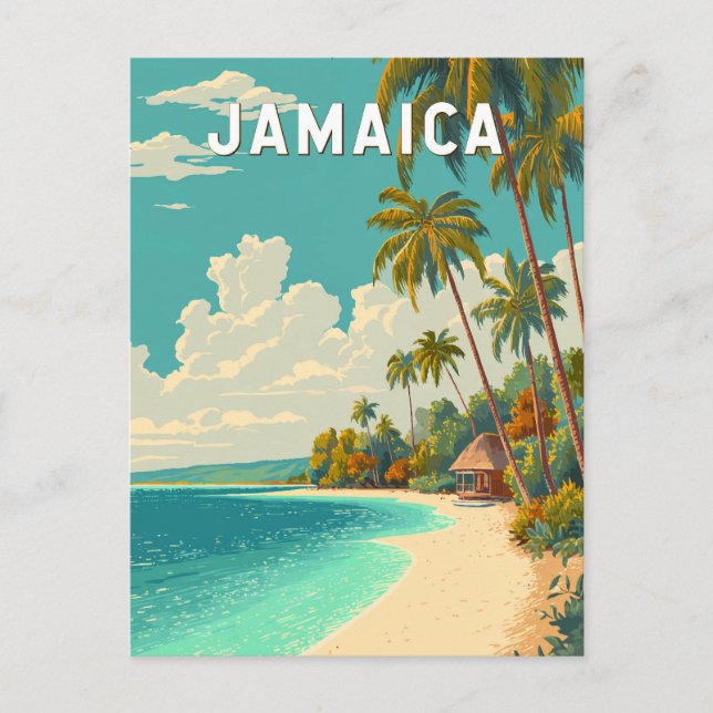 Jamaica Illustration Resa Konst Vintage Vykort (Framsida)