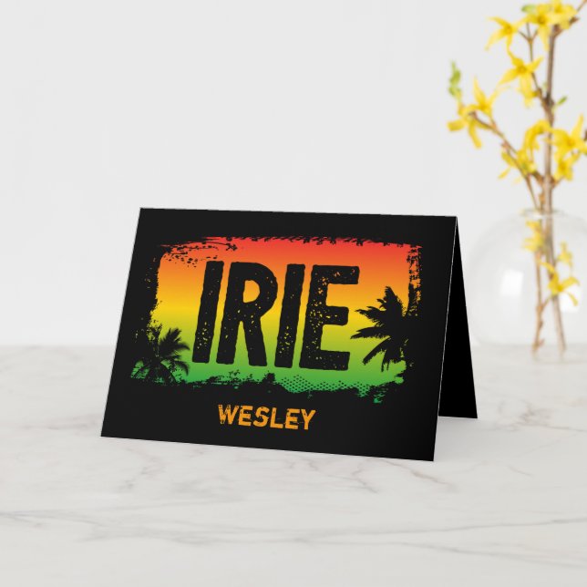 Jamaica IRIE Tropisk Palmtree Rasta Flaggfärger Kort (Gul blomma)