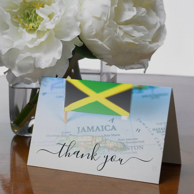 Jamaica Island Jamaican Flagga Destination Wedding Tack Kort (Jamaica Island Jamaican Flag Destination Wedding Thank You Card
)