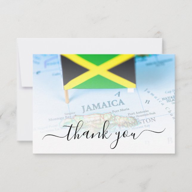 Jamaica Island Jamaican Flagga Destination Wedding Tack Kort (Framsida)