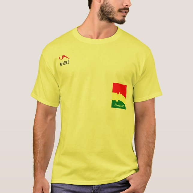 Jamaica Ital Rasta gul T skjorta Tröja (Framsida)