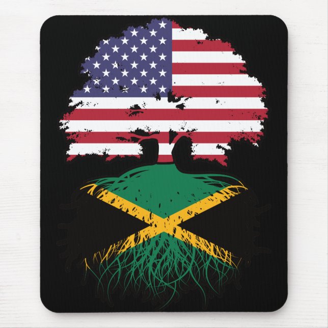 Jamaica Jamaican Amerikanska Träd Roots Flagga Musmatta (Framsidan)