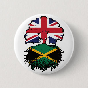 Jamaica Jamaican British Träd Roots Flagga Knapp