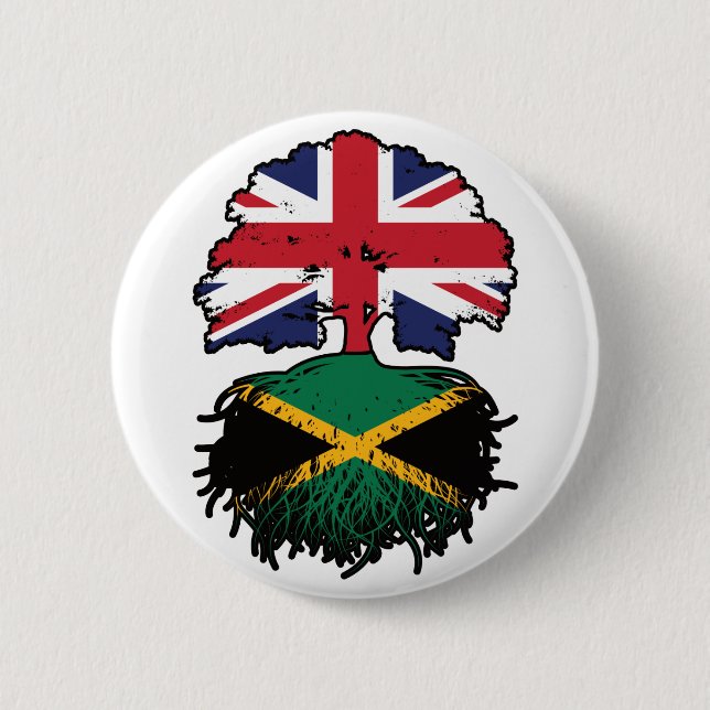 Jamaica Jamaican British Träd Roots Flagga Knapp (Framsida)