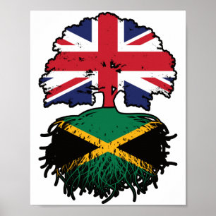 Jamaica Jamaican British Träd Roots Flagga Poster