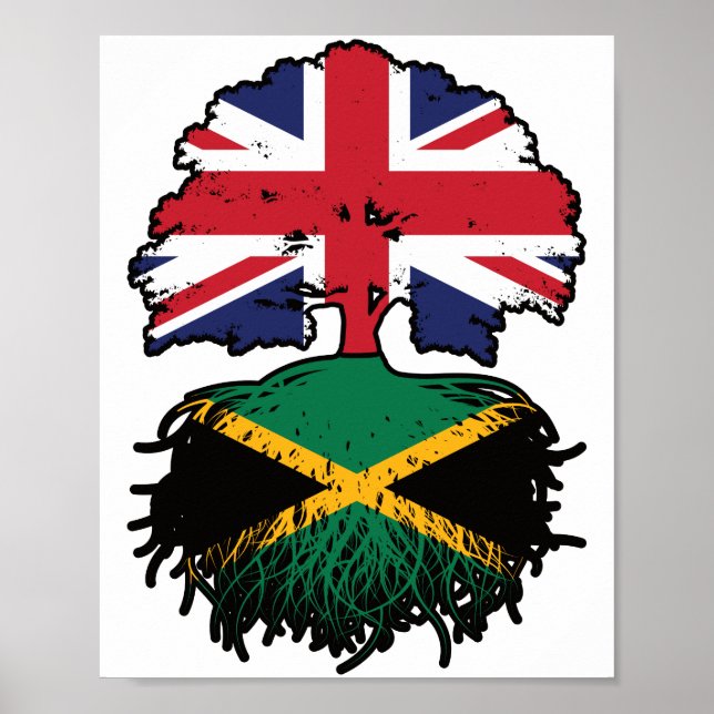 Jamaica Jamaican British Träd Roots Flagga Poster (Framsidan)
