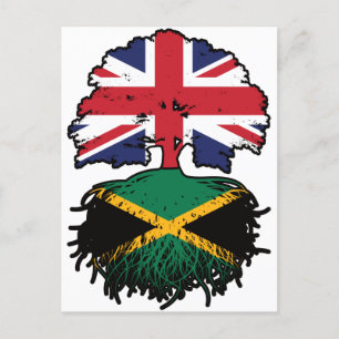 Jamaica Jamaican British Träd Roots Flagga Vykort
