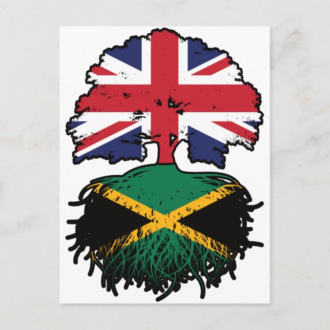 Jamaica Jamaican British Träd Roots Flagga Vykort (Framsida)