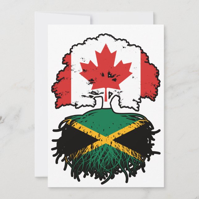 Jamaica Jamaican Canadian Träd Roots Flagga Inbjudningar (Framsida)