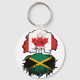 Jamaica Jamaican Canadian Träd Roots Flagga Nyckelring
