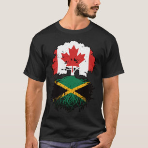 Jamaica Jamaican Canadian Träd Roots Flagga T Shirt