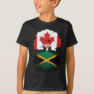 Jamaica Jamaican Canadian Träd Roots Flagga T Shirt