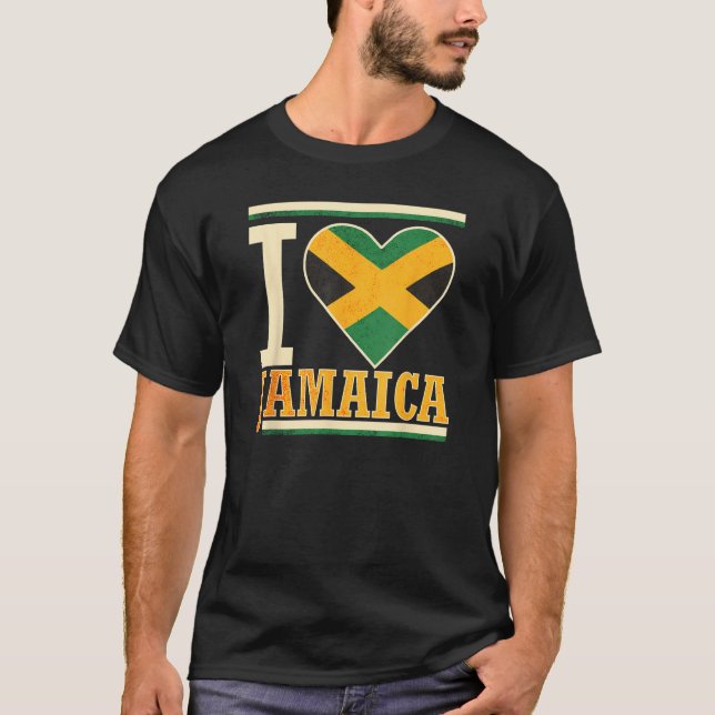 Jamaica Jamaican Flag Love Fan 2 T Shirt (Framsida)