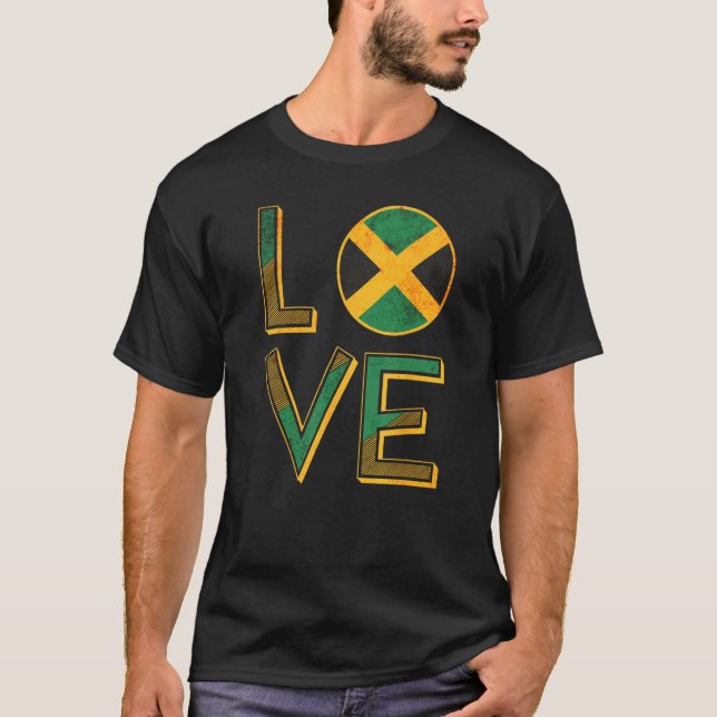 Jamaica Jamaican Flag Love Fan T Shirt (Framsida)