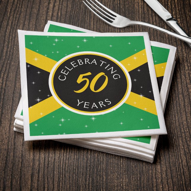 Jamaica Jamaican Flagga 50-årsdagen av födelsedage Pappersservett (Jamaica Jamaican Flag 50 Year Birthday Anniversary Napkins
)