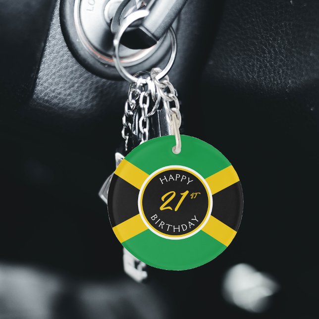 Jamaica Jamaican Flagga Grattis på födelsedagen (Jamaica Jamaican Flag Happy 21st Birthday Keychain)