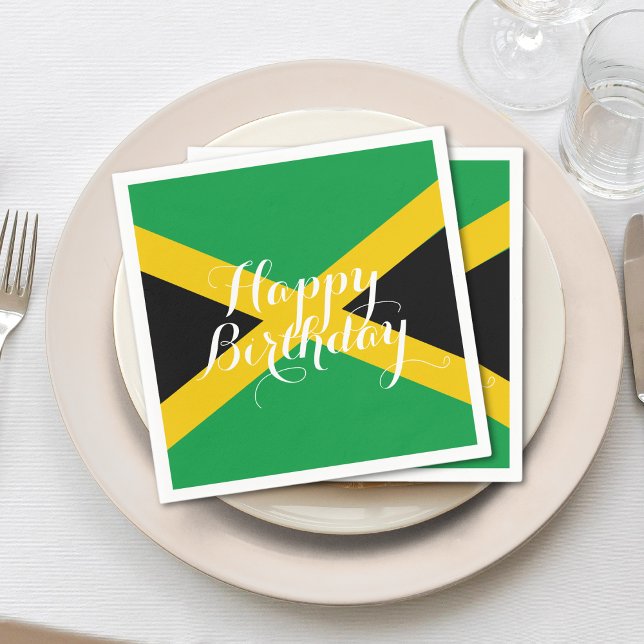 Jamaica Jamaican Flagga Grattis på födelsedagen Pa Pappersservett (Jamaica Jamaican flag happy birthday napkins)