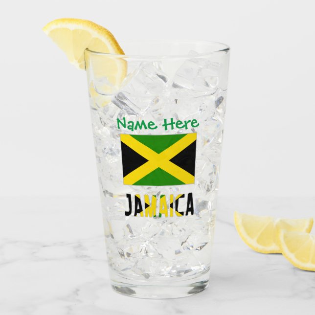 Jamaica Jamaican Flagga Grönt Anpassning Drink Glaskopp (Framsida Ice)