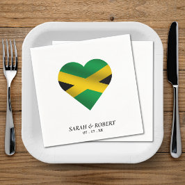 Jamaica Jamaican Flagga Heart Bröllop Pappersservett