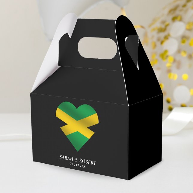 Jamaica Jamaican Flagga Heart Bröllop Presentaskar (Jamaica Jamaican Flag Heart Wedding Favor Box)