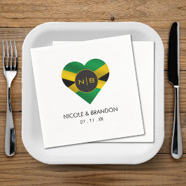 Jamaica Jamaican Flagga Heart Monogram Bröllop Pappersservett