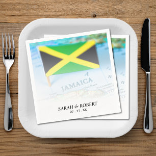 Jamaica Jamaican Flagga Karta Bröllop Pappersservett
